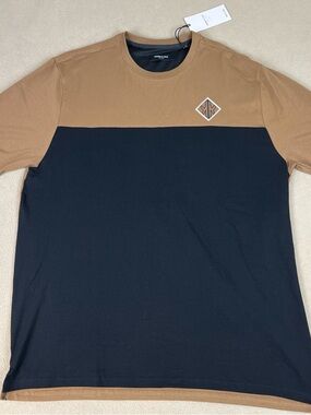 Kenneth Cole New York Big & Tall T-Shirt, Black & Tan Fall Logo. Men's Sz 2XL